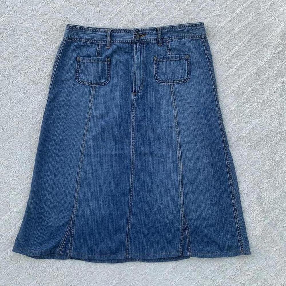 90s Low Rise Denim Midi skirt